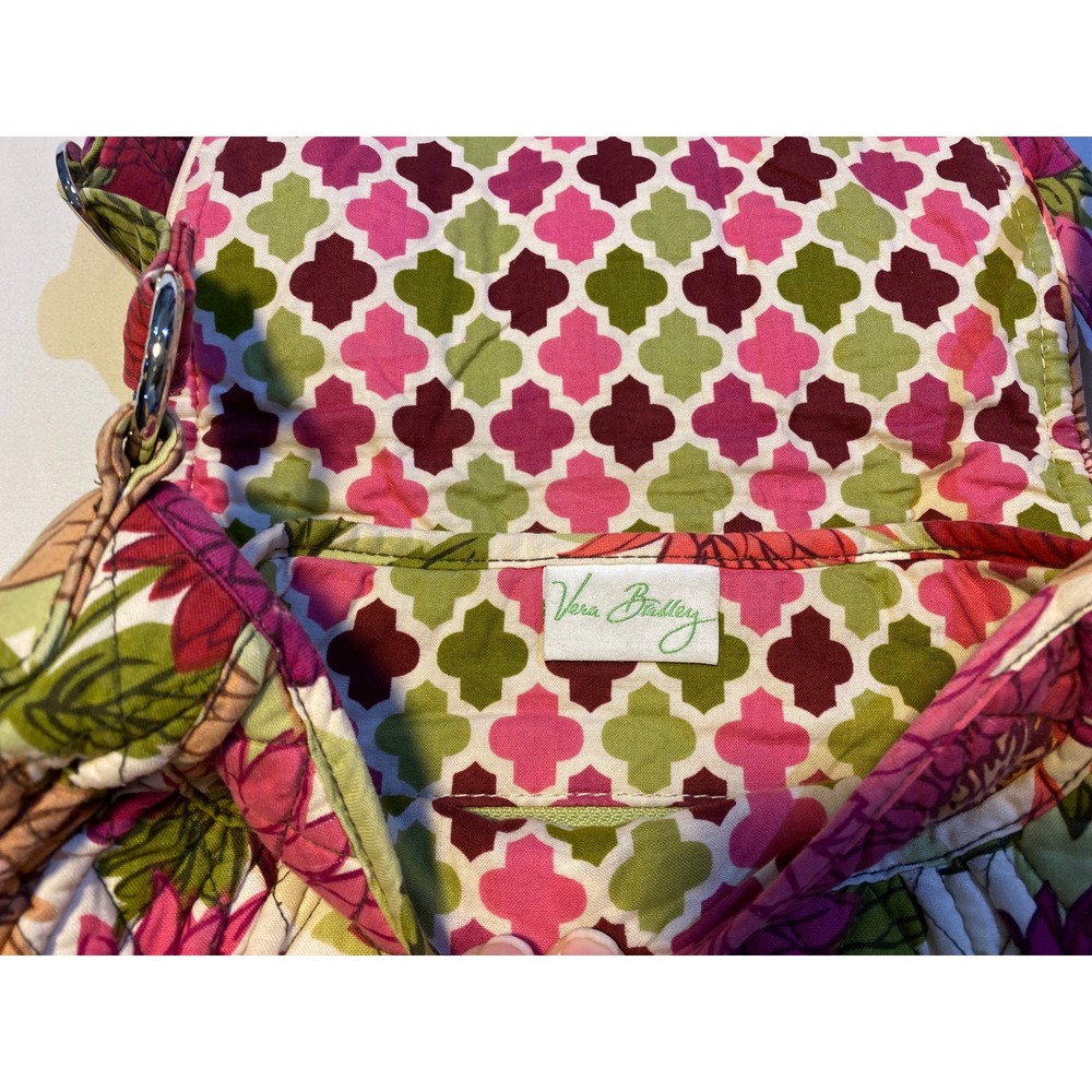 Vera Bradley Floral Quilted‎ Crossbody Bag Purse Pink Purple Green - Picture 13 of 16